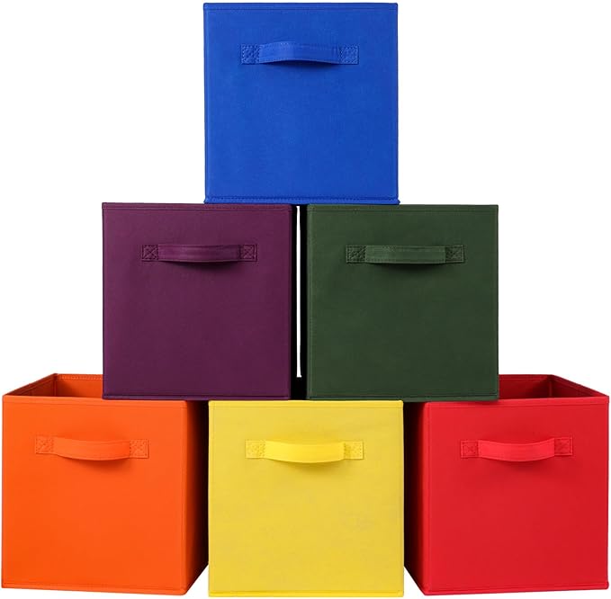 Stero Fabric Storage Bins 6 Pack Fun Colored Durable Storage Cubes by Stero