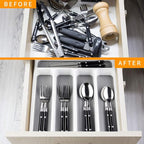 LeMuna Silverware Tray for Drawer, Plastic Cutlery Tray Kitchen Drawer Organizer - Image 3