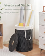 Laundry Hamper with Lid Laundry Basket with Lid 19.0 Gal Round Wicker Laundry - Image 6