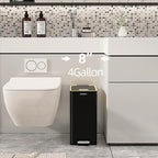 Stainless Steel Trash Can with Soft Close Lid, 15 Liter/4 Gallon Garbage Can - Image 2