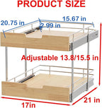 Pull Out Cabinet Organizer, Heavy-Duty Slide Out Shelf, Wood and Wire Basket - Image 2