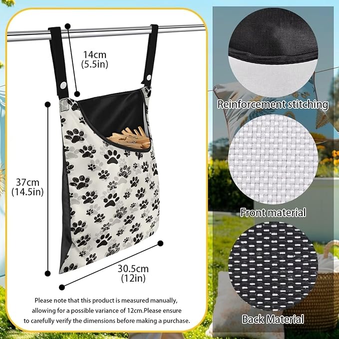 Dog Paw Print Clothespin Bag - Image 6