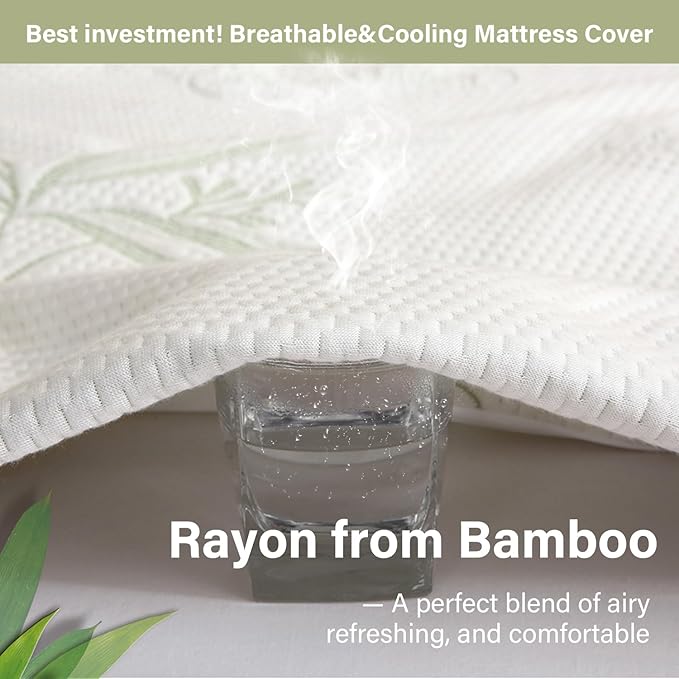 Twin XL Mattress Protector Waterproof Mattress Pad Washable Bamboo Rayon - Image 4