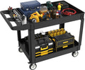2 Tier Plastic Rolling Cart Utility Cart on Wheels, Heavy Duty Tool Carts by Maemttes