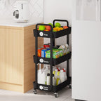 Laiensia 3-Tier Kitchen Storage Cart, Mobile Shelving Unit Cart - Image 4