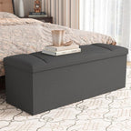 Ottoman with Storage, 43 Inches Folding Storage Ottoman Bench - Image 2