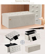 Folding Storage Ottoman, Velvet Storage Bench, Removable Divider, - Image 7