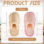 Jecery 2 Pair Microfiber Slippers Floor Cleaning Chenille Mop Slippers Base - Image 2
