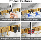 Mop Broom Holder Wall Mount, 2 Packs Gold Stainless Steel Tool Storage Organizer - Image 4