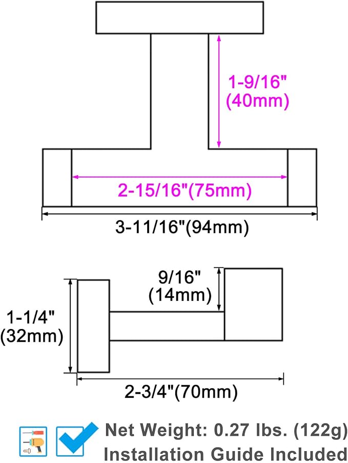 Angle Simple Bathroom Towel Hooks, Stainless Steel Shower Double Robe Coat Hooks - Image 9