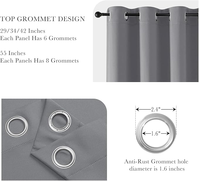 PONY DANCE Sliver Grey Blackout Curtains 42x60 Inches - Image 4