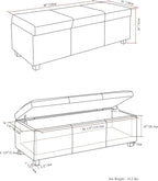 SIMPLIHOME Avalon 48 inch Wide Contemporary Rectangle Storage Ottoman Bench in - Image 3