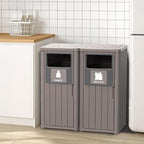Outdoor Double Barrel Trash Can, Waterproof Resin Garbage Can - Image 3