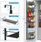 12.3" W Narrow Over the Door Pantry Organizer, 8-Tier Over the Door Organizer - Image 3