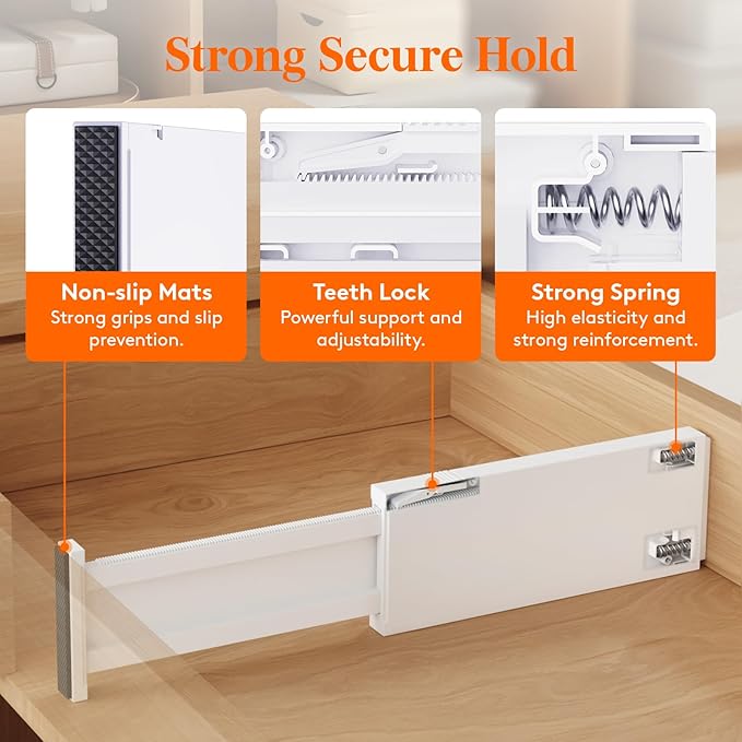 Lifewit 8 Pack Drawer Dividers 4" High, 11-17" Adjustable Dresser Drawer - Image 4