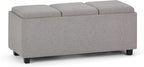 SIMPLIHOME Avalon 42 inch Wide Contemporary Rectangle Storage Ottoman in Cloud by SimpliHome
