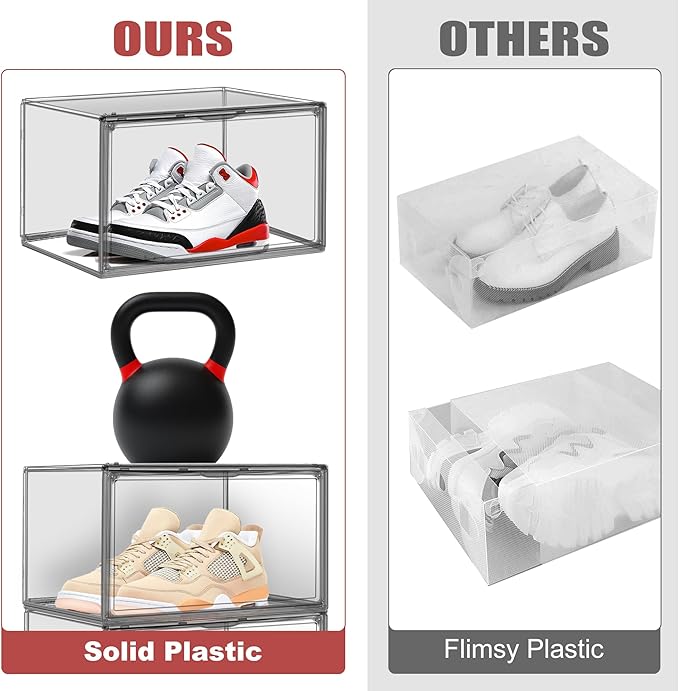 10 Pack Clear Shoe Box Shoe Storage Organizer - Image 5