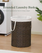 Laundry Basket Round Rattan Laundry Hamper 29.1 Gal Handwoven Large Wicker - Image 2