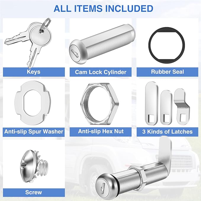 Extra-Long Cam Locks, 2-1/8 Inch, Keyed Alike, Zinc Alloy - Image 7