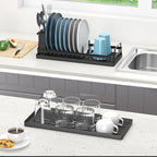 Small Dish Drying Rack, Compact Sink Dish Drainer Plate Rack Organizer - Image 4