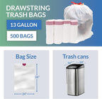 Reli. Tall Kitchen Drawstring Trash Bags 13 Gallon | 500 Count Bulk | Kitchen - Image 5
