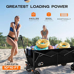 300L Extra Large Collapsible Foldable Wagon, 440lbs Load Capacity 48''L - Image 3