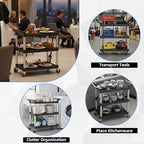 Plastic Utility Carts with Wheels, 3-Tier Rolling Service Cart, 300 lbs Heavy - Image 7