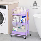 KINGRACK 3 Tier Rolling Cart, Metal Mobile Storage Shelf - Image 6