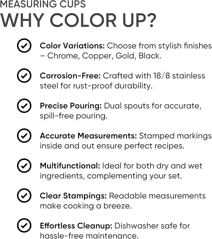 Color Up ½ Cup Measuring Cup – Premium Chrome Stainless Steel, Accurate - Image 3