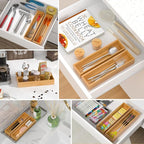 Silverware Tray for Drawer, Stackable Kitchen Bamboo Drawer Organizer 12" x 3" - Image 4