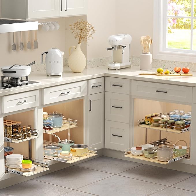 ROOMTEC 2 Tier Individual Pull Out Cabinet Organizer 16½"W x 21½"D, Slide Out - Image 6