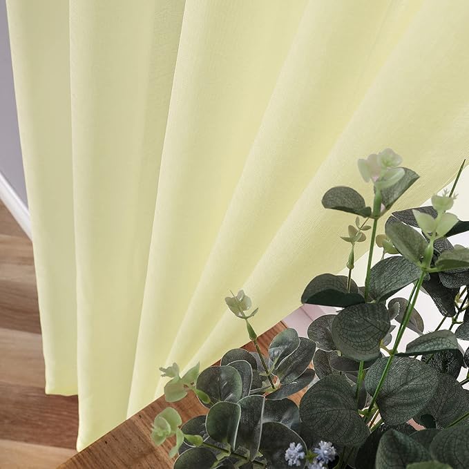 Tollpiz Short Sheer Curtain Living Room Linen Textured Curtains Sheer Light - Image 3
