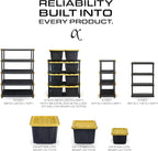 BLACK & YELLOW, 4-Tier Heavy Duty Plastic Storage Shelving Unit, 200lbs/shelf - Image 9