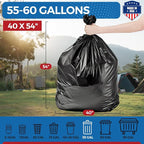 Fuxury 55-60 Gallon Trash Bags Heavy Duty, 38 x 58" Extra Large Black Trash Bags - Image 2