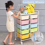 10 Drawers Rolling Storage Cart, Plastic Drawer Cart - Image 5