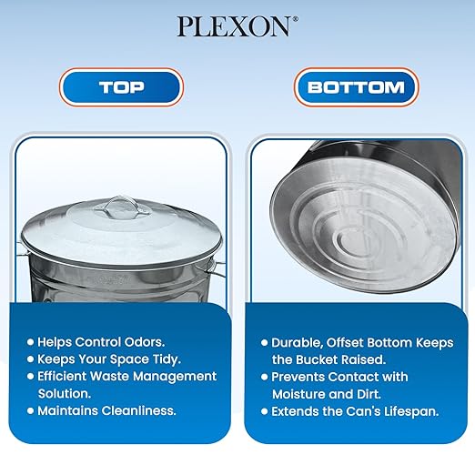 Plexon 2 Pack 13-Gallon Galvanized Steel Round Trash Can - Image 8