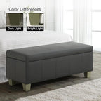 41" Faux Leather Storage Ottoman, Stitch Tufted Rectangle Upholstered End of - Image 8