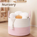 Woven Blanket Basket, 115L Large Rope Storage Bin - Image 4