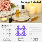 KEYWING 54 Pack Clear Essential Oil Roller Bottles – 10ml Glass Roll-On Bottles - Image 2