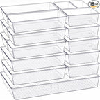 Criusia Drawer Organizer, 18 Pack Large Clear Plastic Kitchen Drawer Organizers by Criusia