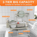 Dish Drying Rack for Kitchen Counter, Two-Tier Dish Rack - Image 2