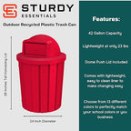 42 Gallon Slated Circle 100% Recycled Plastic Heavy Duty Outdoor Trash Can - Image 2