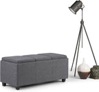 SIMPLIHOME Avalon 42 Inch Wide Contemporary Rectangle Storage Ottoman in Slate - Image 9
