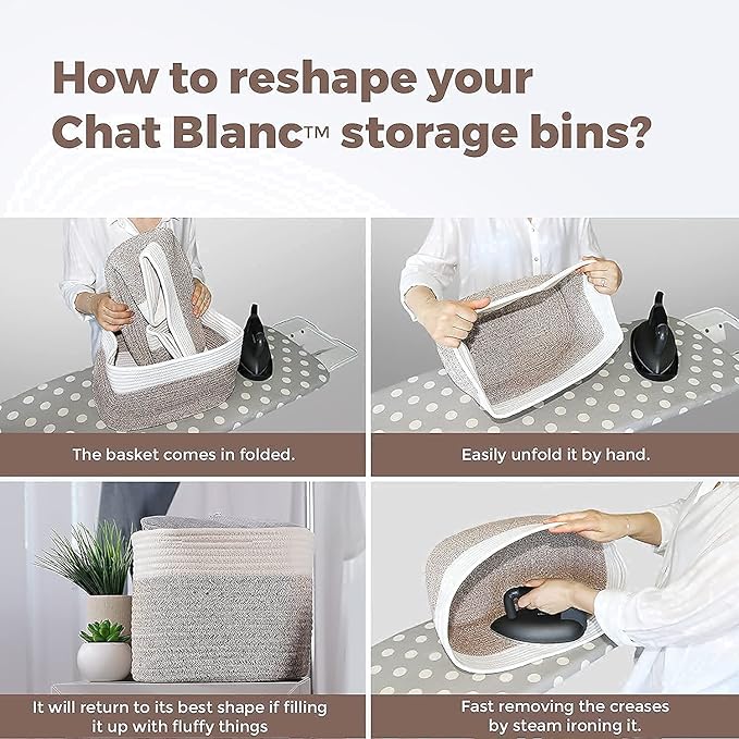 CHAT BLANC Cotton Rope Baskets for Organizing I Storage Baskets for Shelves | - Image 8