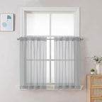 Chyhomenyc Light Grey Sheer Curtains 30 inch Length 2 Panels, Light Filtering by Chyhomenyc