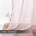 Tollpiz Short Sheer Curtain Living Room Linen Textured Curtains Sheer Light - Image 2