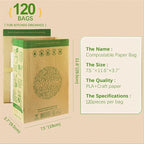 HYTREND-Kitchen Food Waste Bag-120 Bags-%100 Compostable paper Bag - Image 2