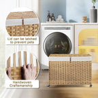 Rolling Storage Basket with Lid, 47.6 Gallon Storage Bin with Wheels, Woven - Image 3