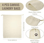 4 Pieces 28" x 36" Canvas Laundry Bags Bulk Large Cotton Laundry - Image 2
