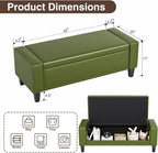 48.8" Storage Ottoman Bench Green | Faux Leather Bedroom Bench - Image 2